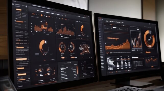 Dark Themed Data Analysis Dashboard with Dynamic Visualizations