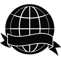 Global Connectivity Symbol Earth Globe with Blank Banner for International Projects