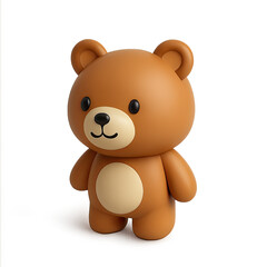Adorable Brown Teddy Bear 3D Render on Transparent Background