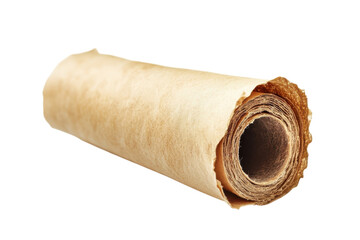 Antique Rolled Parchment Paper Scroll Aged Texture Isolated on transparent background