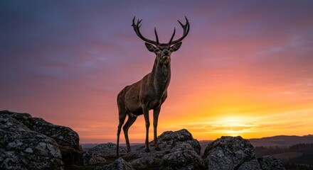 Majestic Stag at Sunset - Photo
