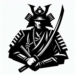 Black and White Samurai Warrior Ready for Battle