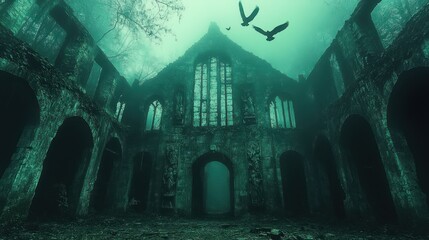 Submerged, ancient, gothic ruins