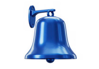 Blue wall bell isolated on transparent background for notification, alarm, or decorative purposes.