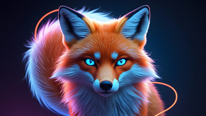 Fototapeta premium Rare Blue-Eyed Fox Looking Into the Camera