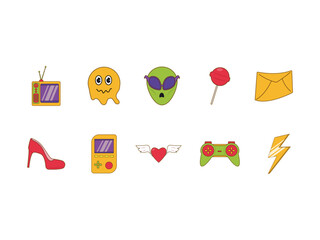 90s Retro Sticker Illustration