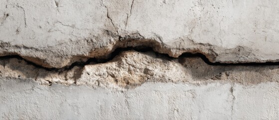 Close-up of a Cracked Concrete Wall Showing Structural Damage and Deterioration in Urban Setting with Texture