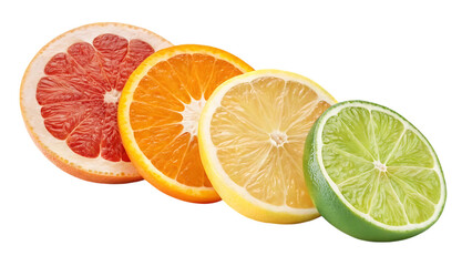 Vibrant Citrus Fruit Slices Grapefruit, Orange, Lemon, and Lime