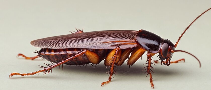 American Cockroach Close Up Crawling on Surface Pest Control Extermination Hygiene Infestation Macro Shot
