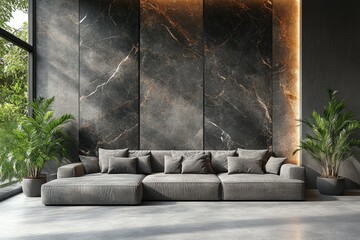 Modern sectional sofa in a contemporary living room.
