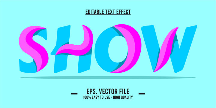 Show Text Effect in Vibrant Blue and Pink Wave Style Typography, EPS file