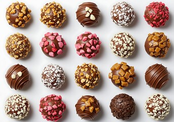 An array of assorted gourmet chocolate truffle candies
