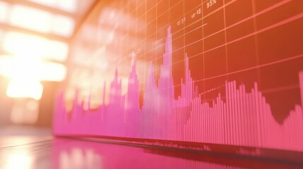 Vibrant Data Visualization with Colorful Graph in Soft Sunset Lighting
