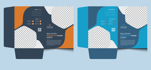 Clean simple minimalist stylish creative modern corporate company professional business document report cover elegant editable luxury real estate presentation file folder design template blue color.