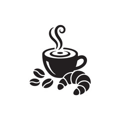 Coffee Shop and Café Icons Vector Set – Black Silhouettes of Cups, Beans, and Pastries