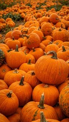Abundant pumpkins in autumn harvest