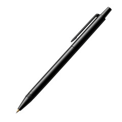 Sleek black pen elegant design sharp point perfect for writing business on transparent background
