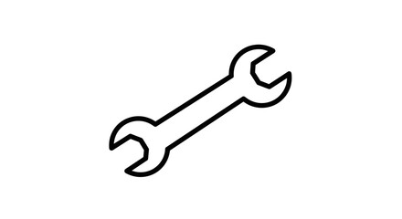 Wrench tool outline illustration on white background  