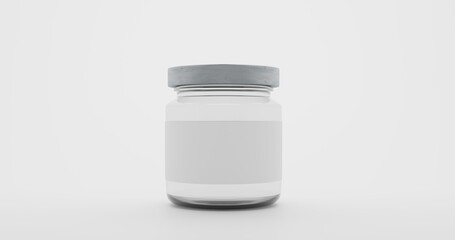 Small Glass Jar Mockup, 3D Illustration for Packaging Design