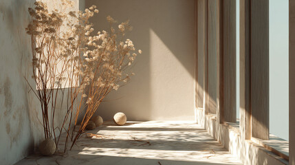 muted tones and plant shadows