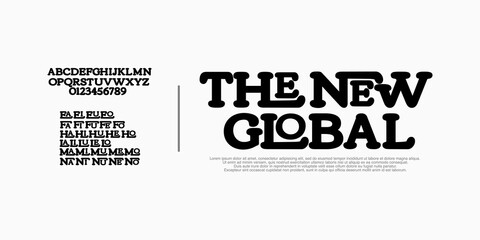 Alphabet Elegant Classic Serif Font with a ligatures and Uppercase,Number , this font can be used for logos,fashion,poster,movie. Vector illustration