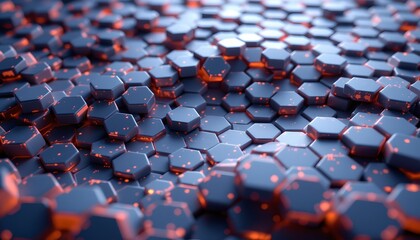 Fototapeta premium a stylized digital image of hexagonal data tiles floating in 3d space, with subtle glowing edges