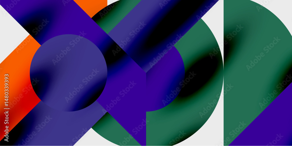 Leinwandbilder Abstract composition. Overlapping shapes, vibrant colors, dynamic gradients create modern visual experience. Bold design.