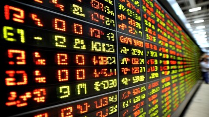 Stock Market Display Board with Green and Red Indicators