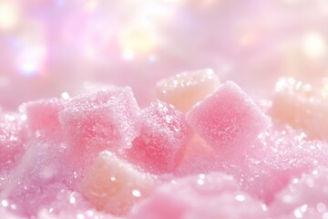 Fototapeta premium Pink and White Sugar Cubes Close Up Still Life Photography Sweet Treat Food Dessert Candy Confectionery Pastel Colors