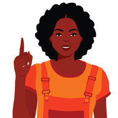 Young black woman pointing her finger