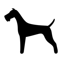 Black silhouette of airdale terrier dog breed vector illustration for pet lovers and dog owners