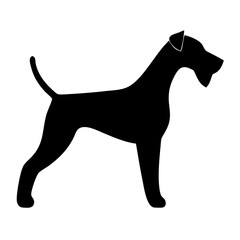 Airedale terrier dog silhouette vector art illustration for pet lovers and dog breed enthusiasts design