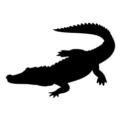 Alligator silhouette vector image, reptile clip art, crocodile illustration, swamp animal graphic design