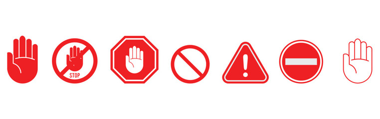 Obraz premium Refuse or reject icon set. stop icon vector.