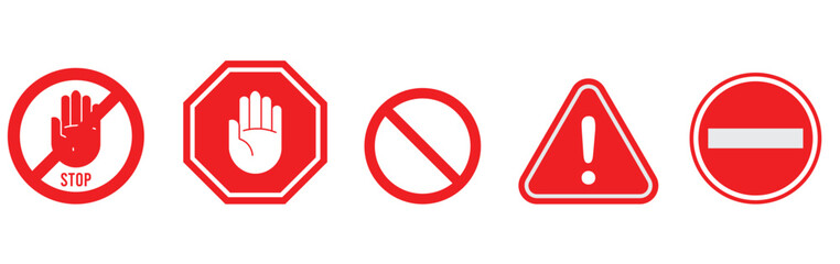 Refuse or reject icon set. stop icon vector.