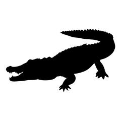 Isolated alligator silhouette vector illustration for wildlife and animal designs and prints