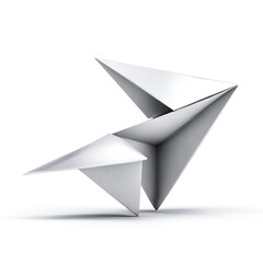 Abstract white origami paper airplane design art 3D render,