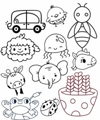 Animals template for coloring book & activity book