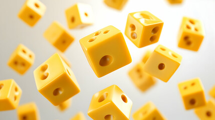 Golden yellow dice shaped food items