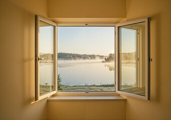 창 밖으로 보이는 아침 풍경