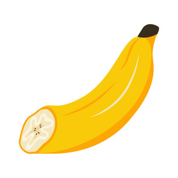 recommend clip art: Sliced banana. Fresh yellow fruit with peel and without skin, cartoon ripe bananas exotic food, healthy sweet dessert, colorful flat style. Vector isolated banana illustration