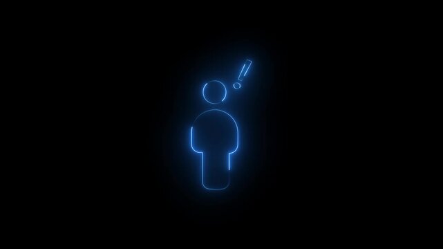 Thinking Man Icon neon glowing effect line animation on black background . 4k HD thinking animation video .