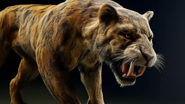 Majestic Saber-Toothed Cat in Striking Detail Displaying Ancient Predator Design