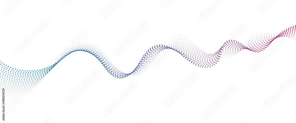 Fototapete flowing dot wave halftone gradient pattern on transparent background