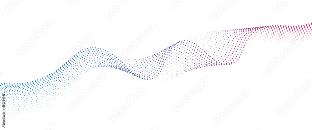 Leinwandbilder Flowing Dot Wave halftone gradient pattern on transparent background	
