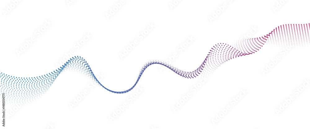 Fototapete flowing dot wave halftone gradient pattern on transparent background