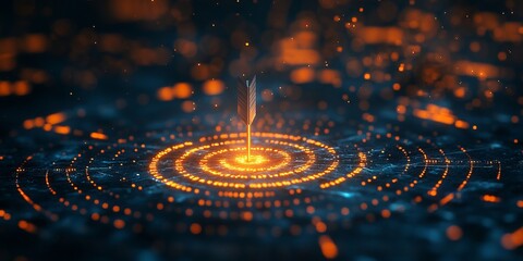 Abstract technological background with glowing orange and blue circular patterns, creating a futuristic and energetic vibe.