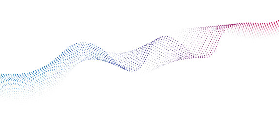 Flowing Dot Wave halftone gradient pattern on transparent background	
