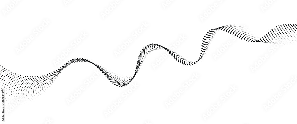 Leinwandbilder flowing dot wave halftone gradient pattern on transparent background