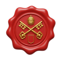 Antique Red Wax Seal with Papal Crest &ndash; Ornate Holy See Emblem & Traditional Vatican Heraldry